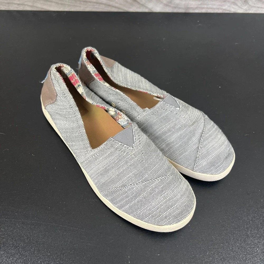 Toms Slip-On‎ Shoes Womens Size 8.5 Grayish Blue Textured Comfort Causal Beachy